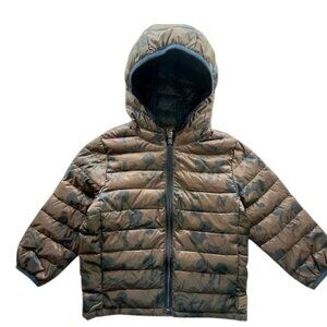 Baby Gap Disney Brown Mickey Print Hooded Puffer Jacket- Boys Size 3 years